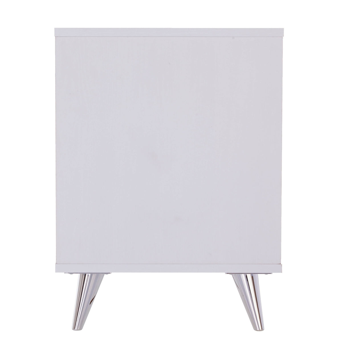White Chrome Finish Bedside Table with Drawers A6473