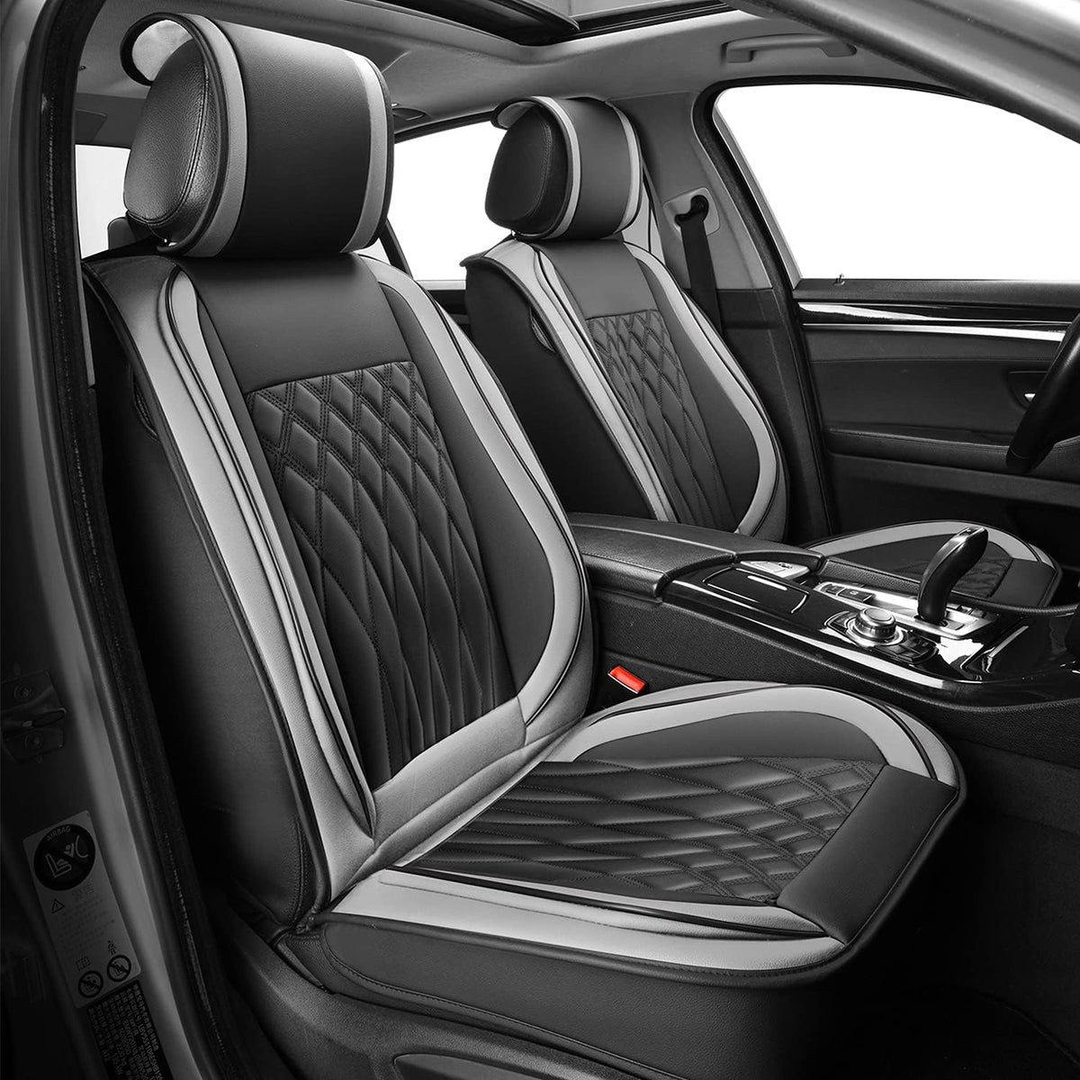 Black+Gray Leather Car Seat Cover O93275