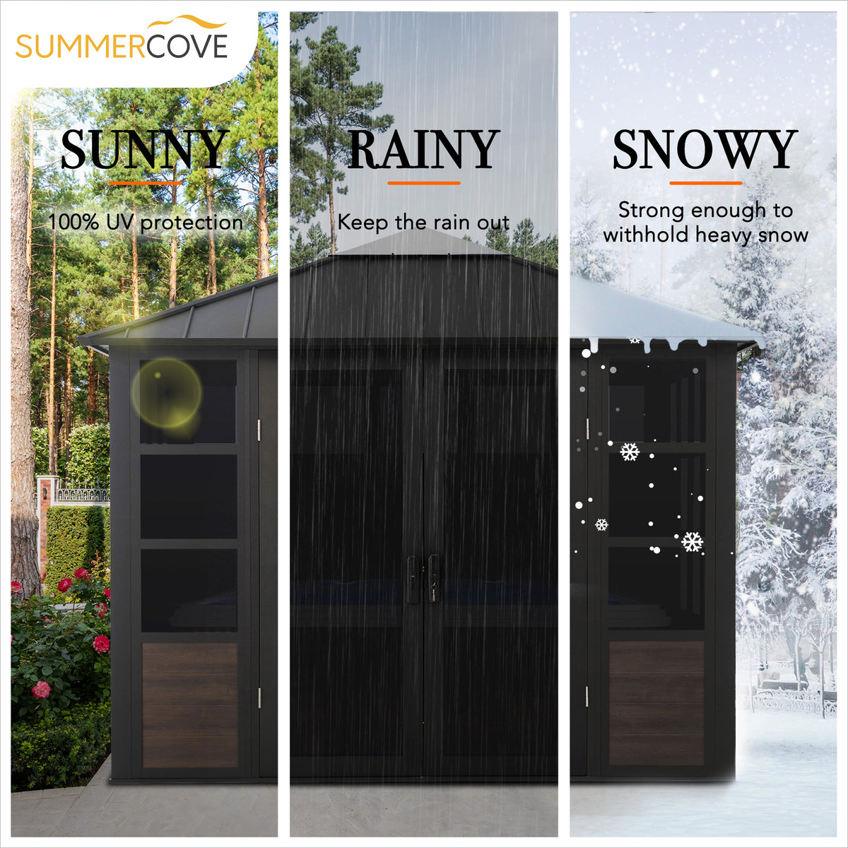 Black Hardtop Outdoor Aluminum Sunroom D998