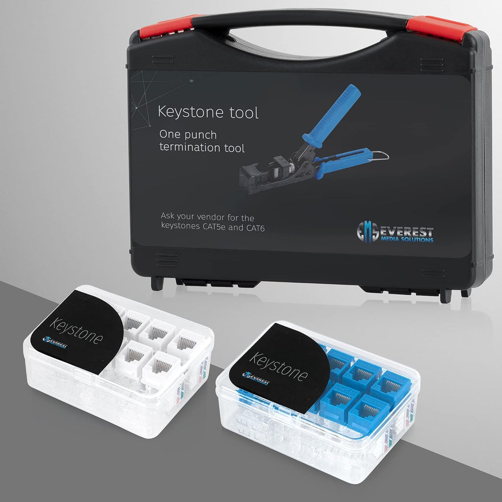 Speed Termination Tool Set with 10 Blue & 10 White Cat6/5e Female Connectors C6002