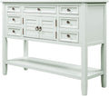 Navy Blue Console Table with 7 Drawers and Cabinet J46661