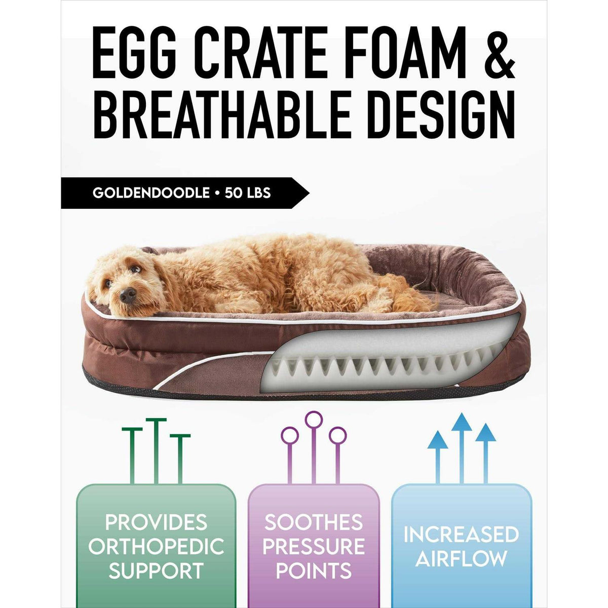 Oversized Orthopedic Dog Bed with Egg Foam A89615