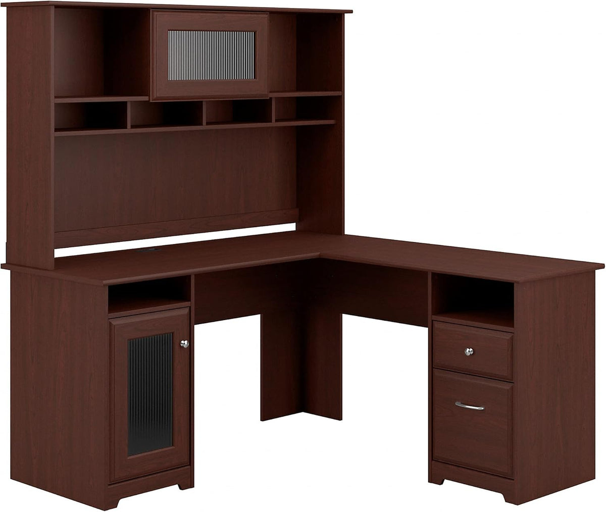 White L Shaped Computer Desk with Hutch P11122