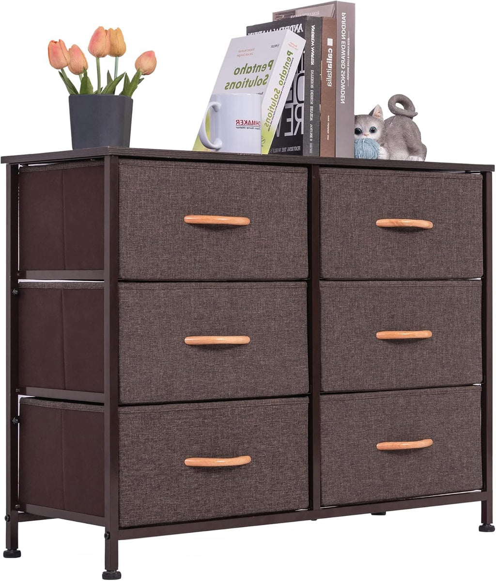 8 Drawer Vertical Dresser with Steel Frame and Fabric Bins K125