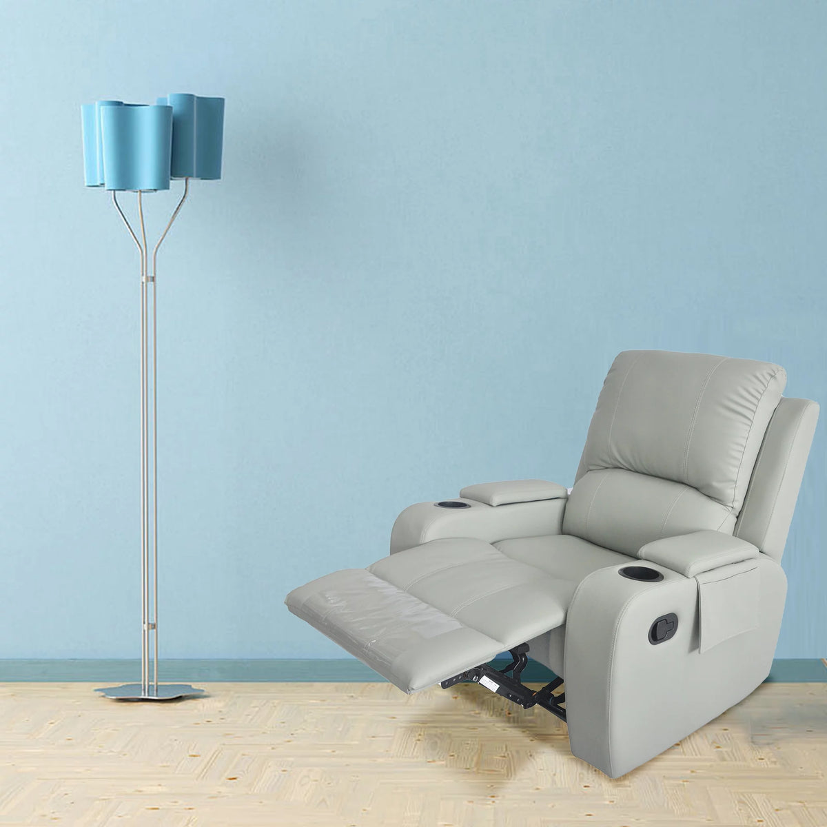 Gray PU Leather Recliner Chair with Storage B5613