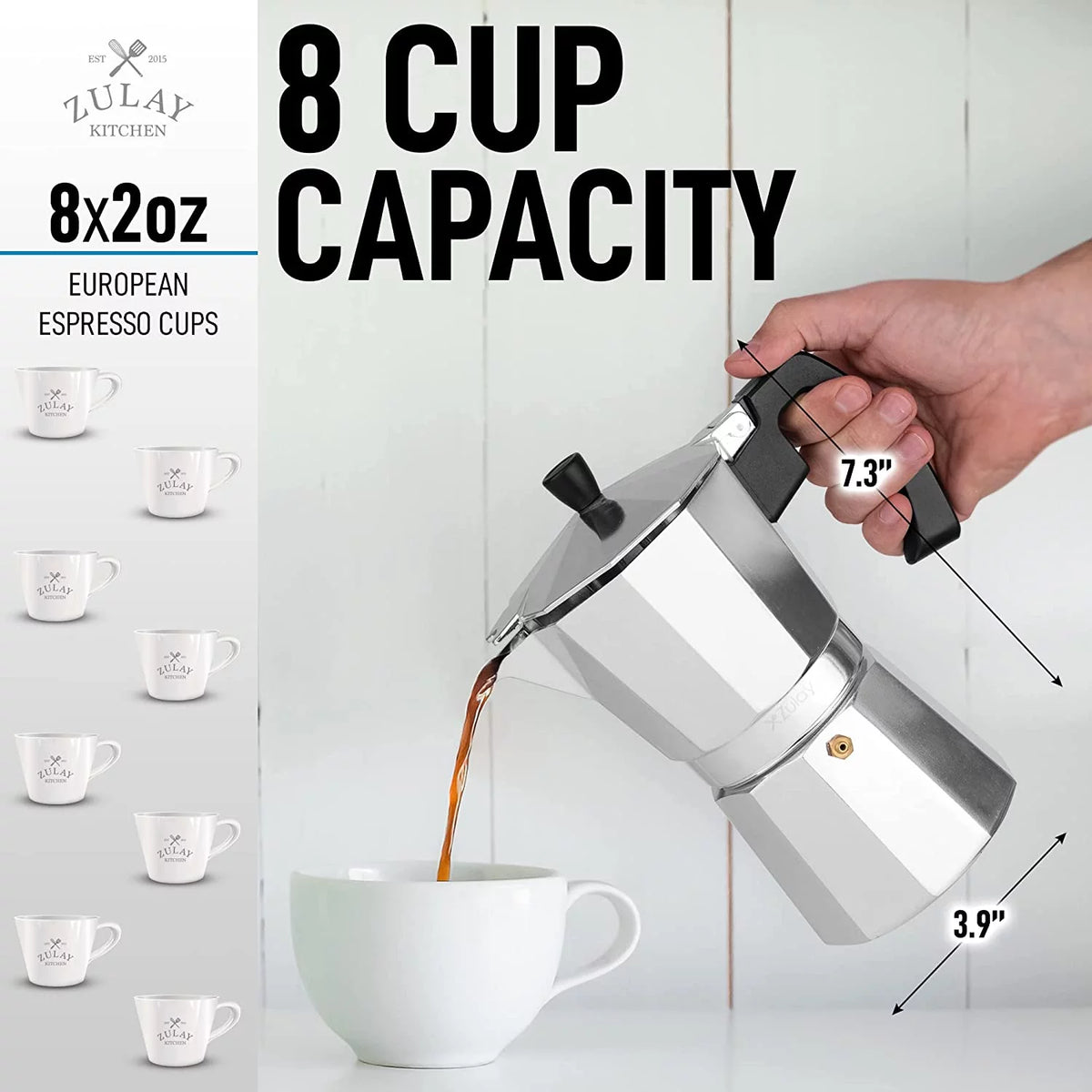 8 Espresso Cup Stovetop Moka Pot N131581