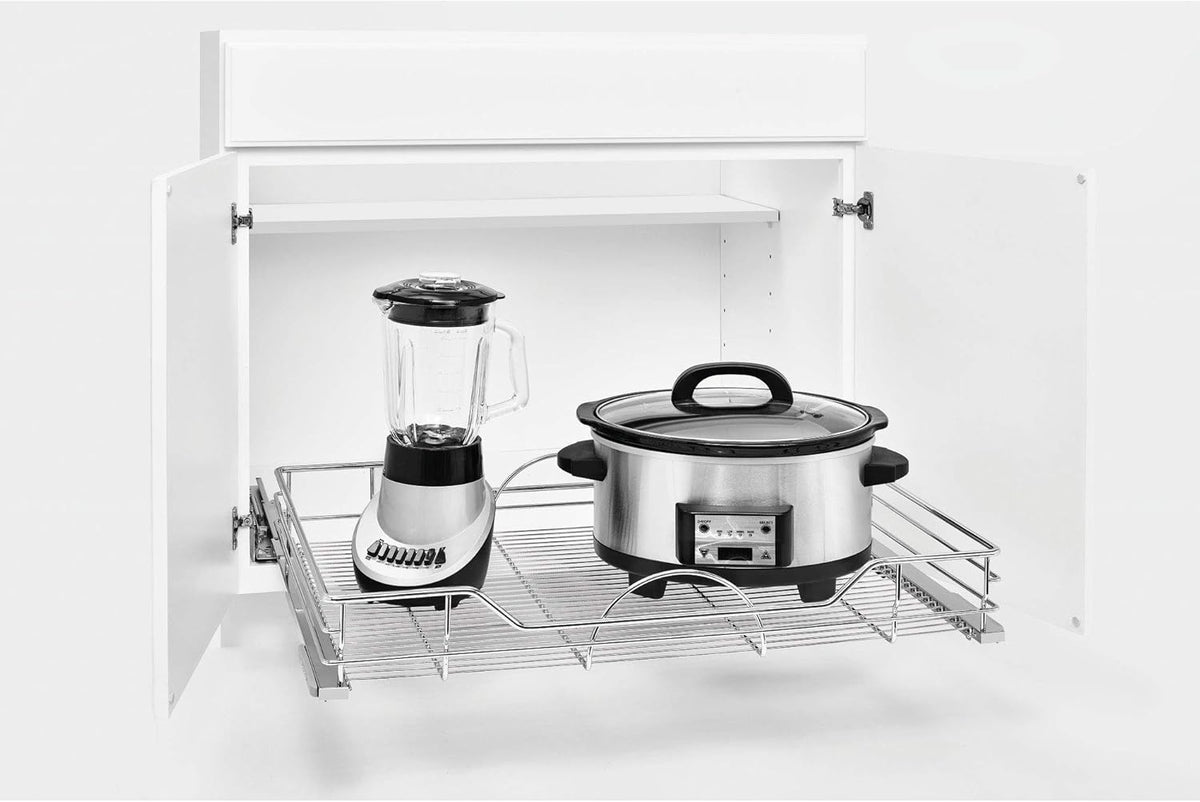 33 x 22 Inch Single Chrome Wire Pull Out Shelf Organizer W7899