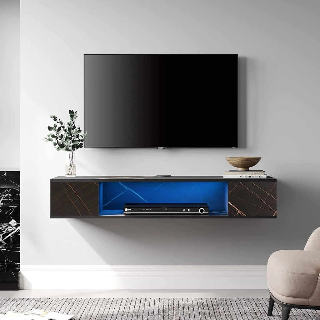 Black Floating TV Stand with LED Lights I4747