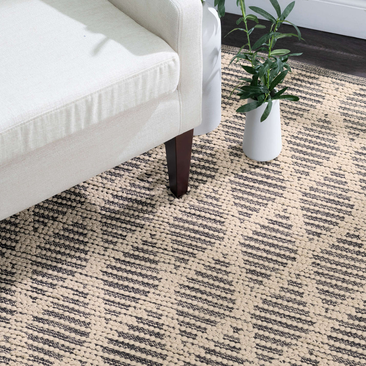 Textured Handwoven Cotton Rug Runner T864268