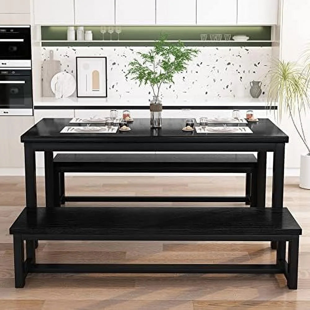 Black 4 Person Space Saving Kitchen Table Set with Rack Z2953