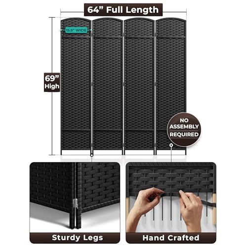 4 Panel 6 ft. Tall Mesh Hand-Woven Room Divider W8835