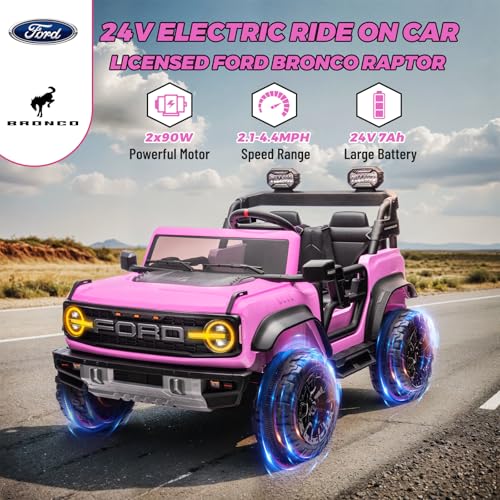 2 Seater Ride On Car, 24v Electric Power Ride On Truck Toy with Remote Control, Blue V72185