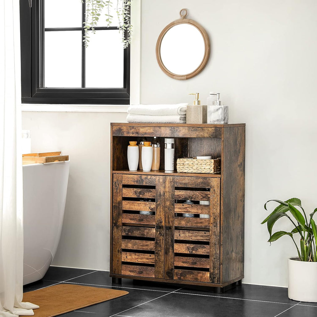 Bathroom Storage Cabinet with Louvered Doors and Adjustable Shelf C105272