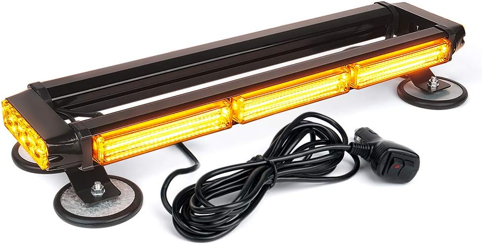 White Amber COB LED Strobe Light Bar Double Side Hazard Warning Beacon Lights w/Magnetic Base Pack of 2 X124712
