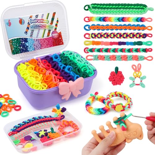 Bracelet Making Kit with 1000+ Elastic Cloth Rubber Bands R613