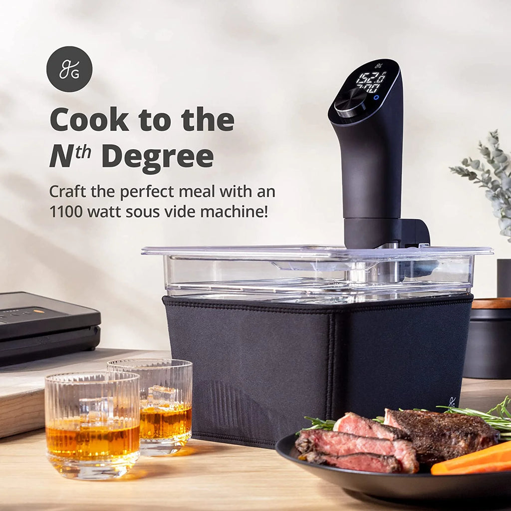 1100 Watt Sous Vide Cooker with Plastic Container, Lid, and Neoprene Sleeve L8028