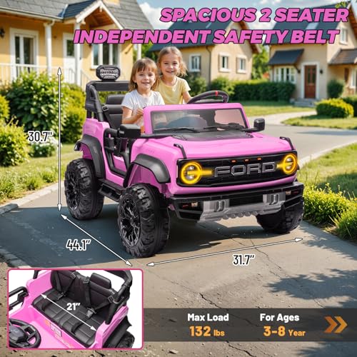 2 Seater Ride On Car, 24v Electric Power Ride On Truck Toy with Remote Control, Blue V72185