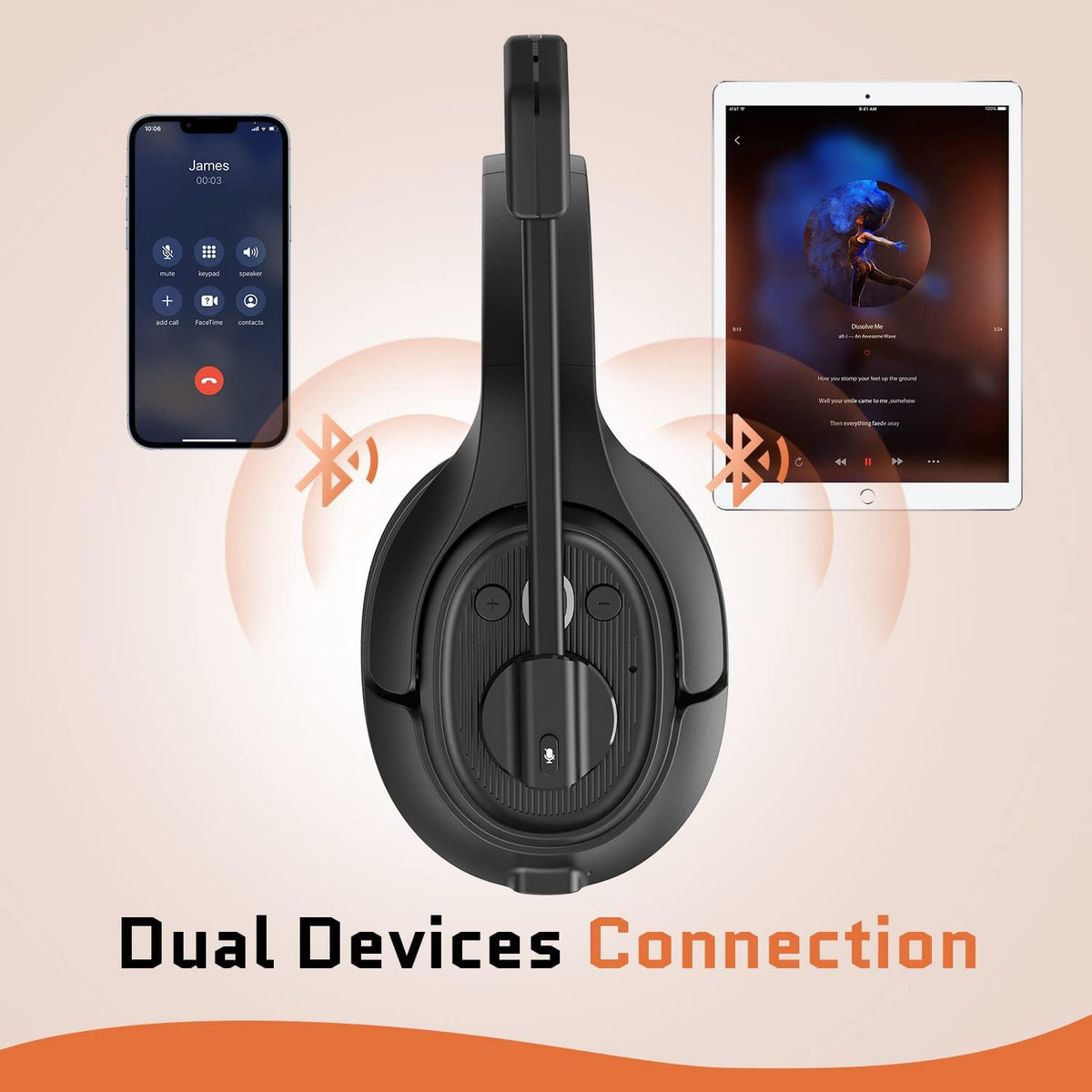 Noise Canceling Trucker Bluetooth Headset with Microphone O147