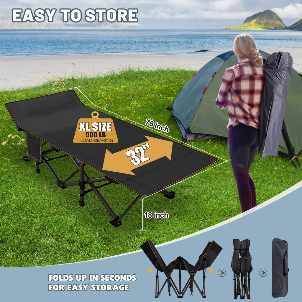 78" Oversized Folding Cot with Mattress and Carry Bag H8870