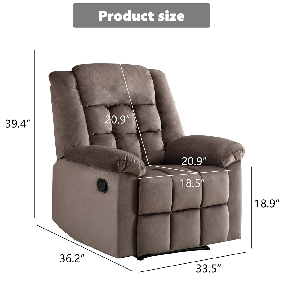 Brown Padded Manual Recliner W62509