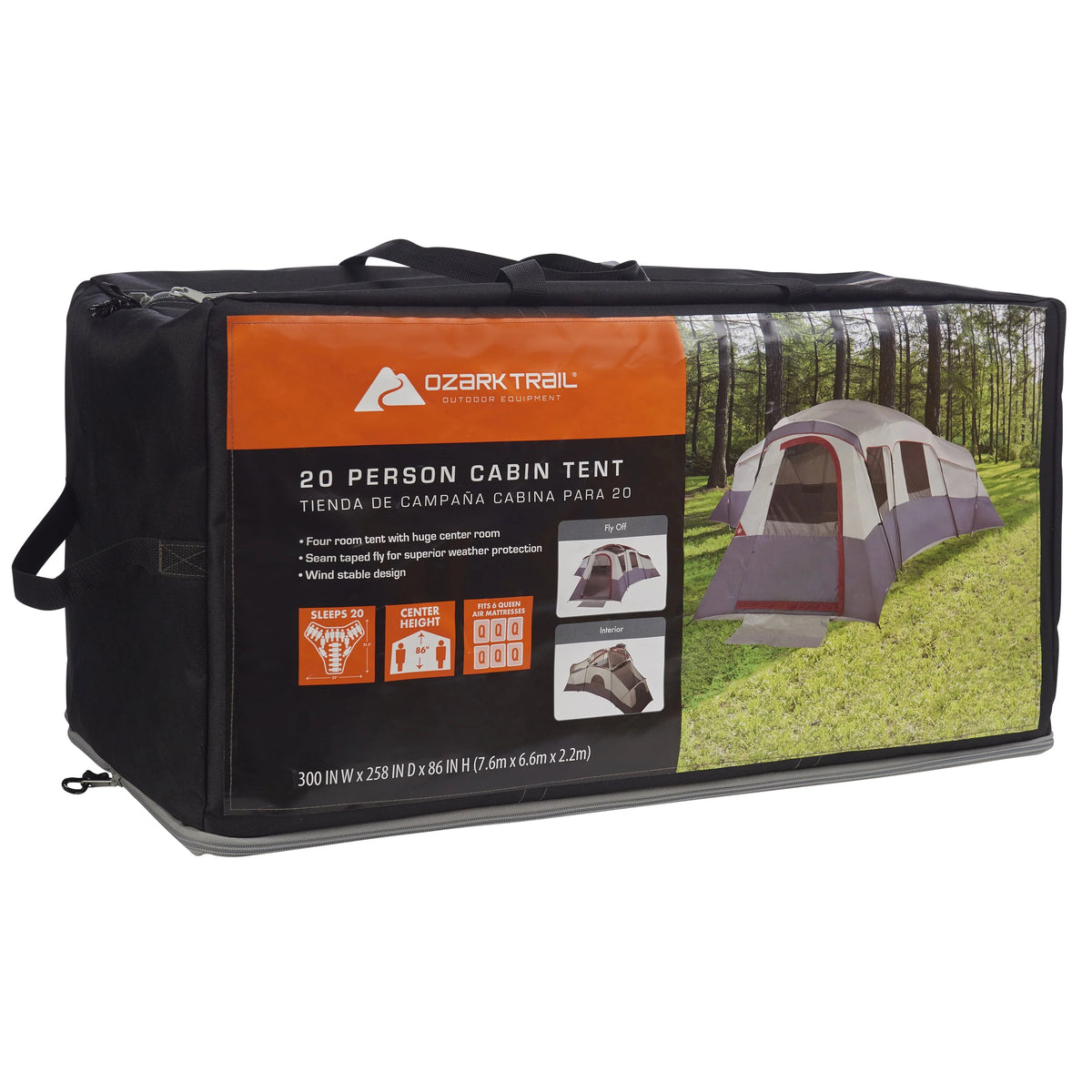 20-Person 4-Room Cabin Tent with 3 Separate Entrances D30592