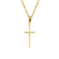 14K Gold Tubular Baby Cross Charm Pendant Necklace E8258