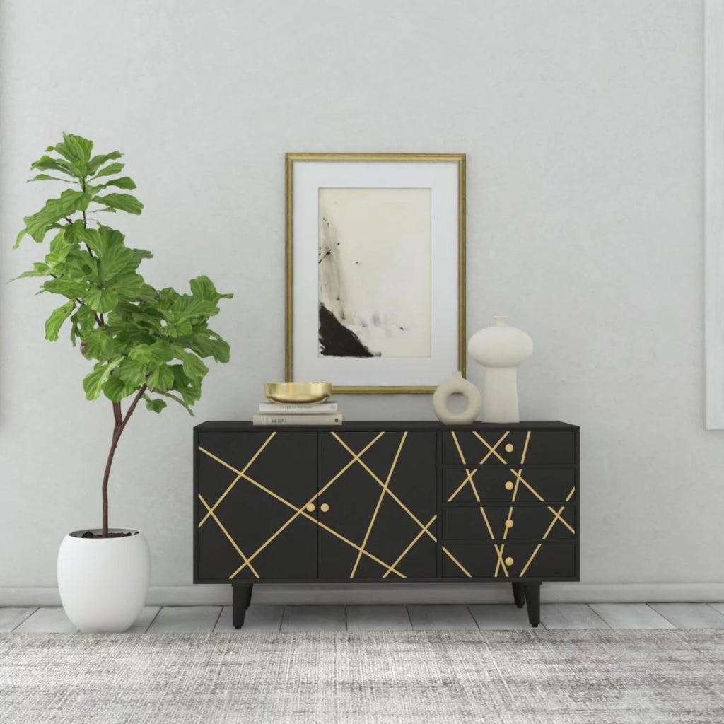 Mango Wood Console Table With Black Finish G949428