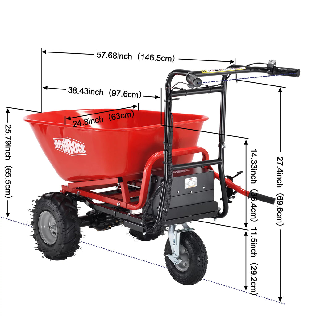 48V28Ah 500W Steel Electric Wheelbarrow Utility Cart L26530