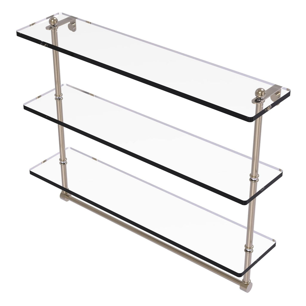 Triple Tiered Glass Shelf with Towel Bar Antique Pewter G863322