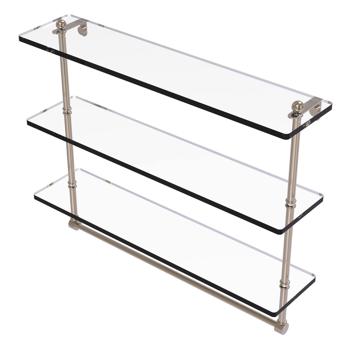 Triple Tiered Glass Shelf with Towel Bar Antique Pewter G863322