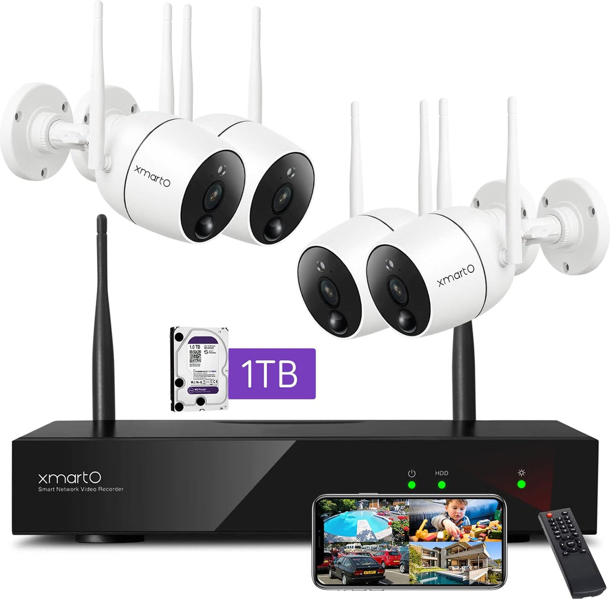 2K HD Wireless Security Camera System with 1TB HDD V710739