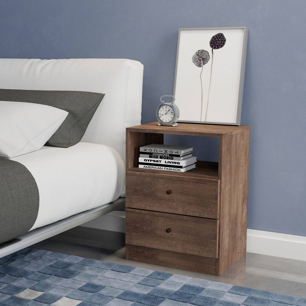 2-Drawer Brown Nightstand Y78833