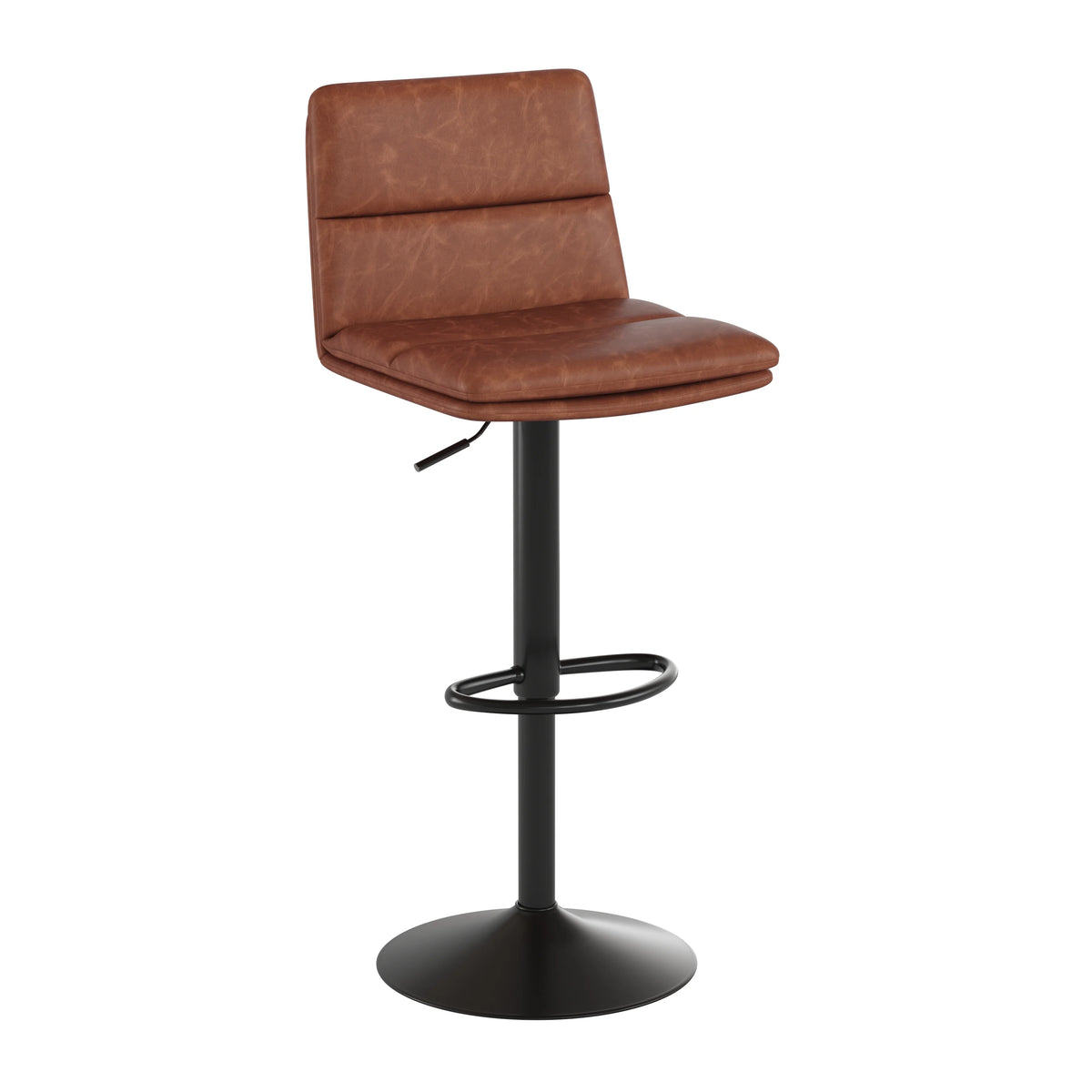 Set of Two Faux Leather Swivel Stools with Foam Padding and Matte Black Steel Base S58311
