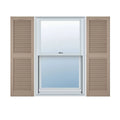 Custom Cathedral Top Center Mullion Open Louver Shutters with Shutter-Loks S901396