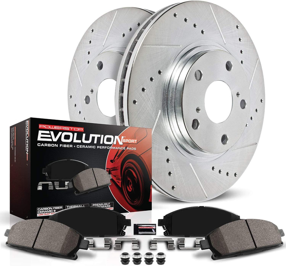 Rear Z23 Carbon Fiber Brake Pads with Drilled & Slotted Brake Rotors Kit K3763