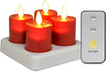 Red Pack of 4 Rechargeable LED Tealight Candles with Remote Control J7952