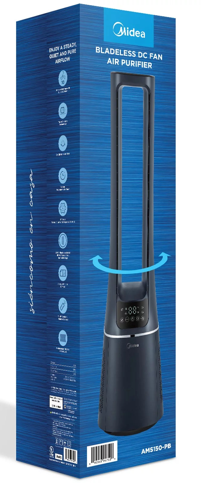 Tall 10-Speed Bladeless Tower Fan & HEPA Air Purifier with Remote Control P574