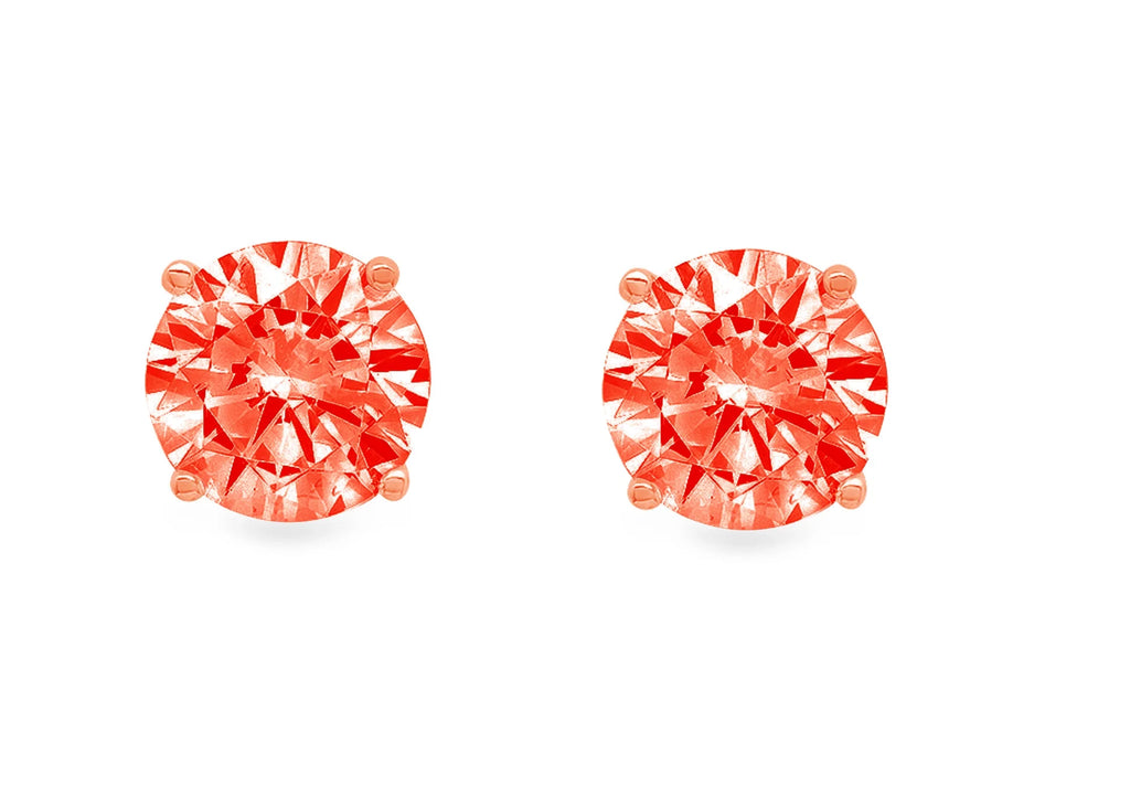 3.0 ct Solitaire Studs Red Simulated Diamond Solid 18K Pink Rose Gold Earrings X96353
