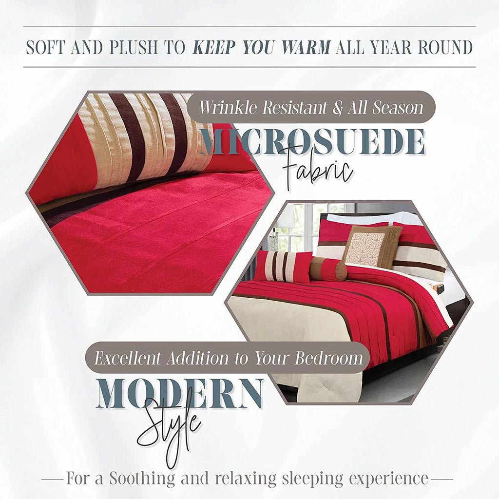 12-Piece Microsuede Comforter and Sheet Set, Full, Red Z828879