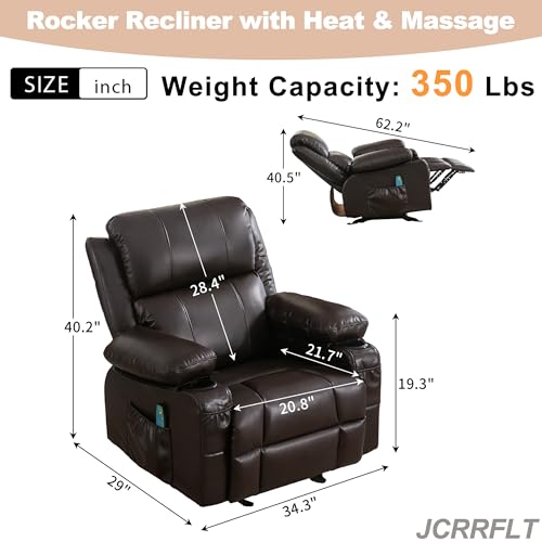 Brown Heated Massage Rocker Recliner Chair with Footrest Z8255