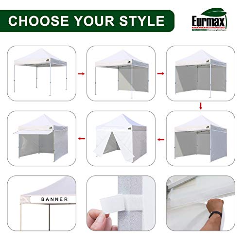 10 x 10 Pop up Canopy Tent with 4 Removable Sidewalls and Roller Bag White U934