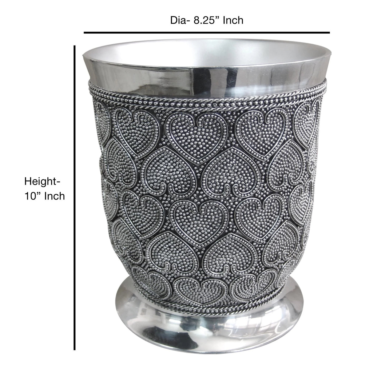 Beaded Heart Resin Decorative Trash Can B585