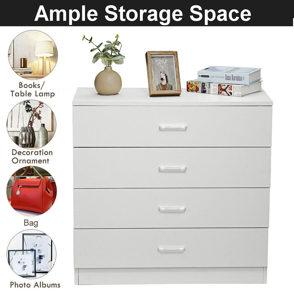 White 4 Drawer Wood Nightstand Dresser T980
