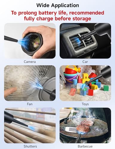 Compressed Air Duster 3-Gear 51000RPM Cordless Rechargeable LED Light Black L1518