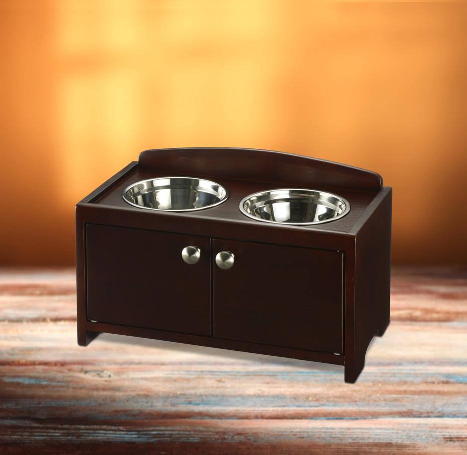 Dark Brown Wooden Pet Feeder B270