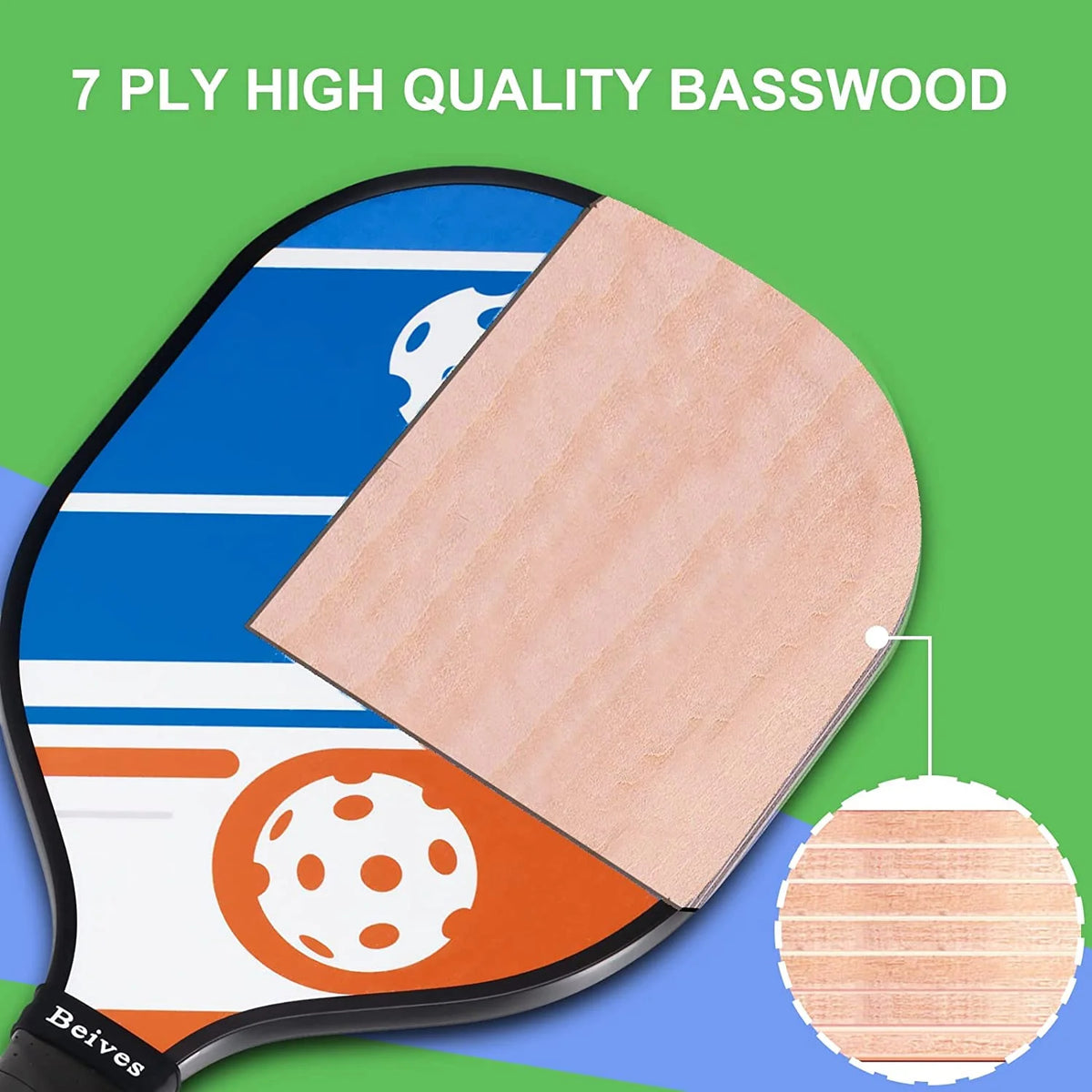 Multicolor Basswood Pickleball Paddles Set with Balls V753882
