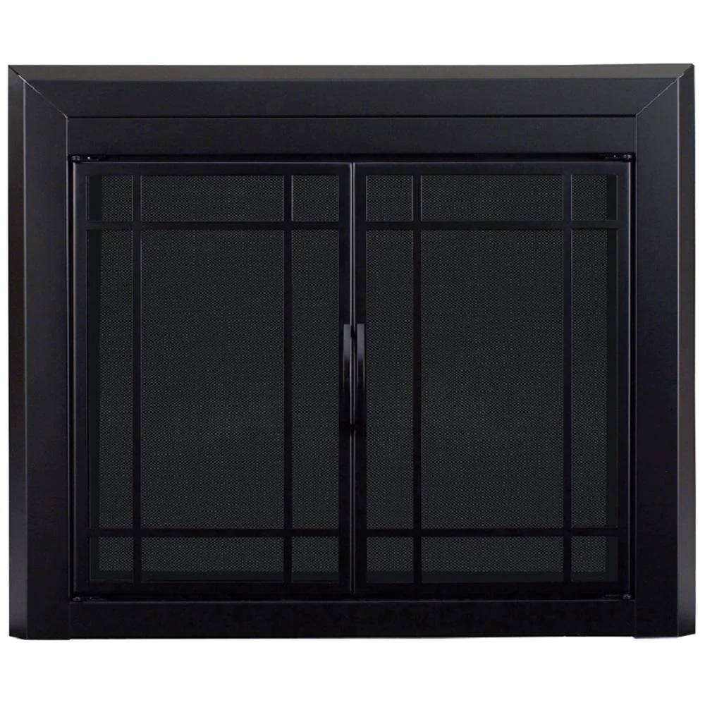 Black Fireplace Glass Firescreen Doors R60754