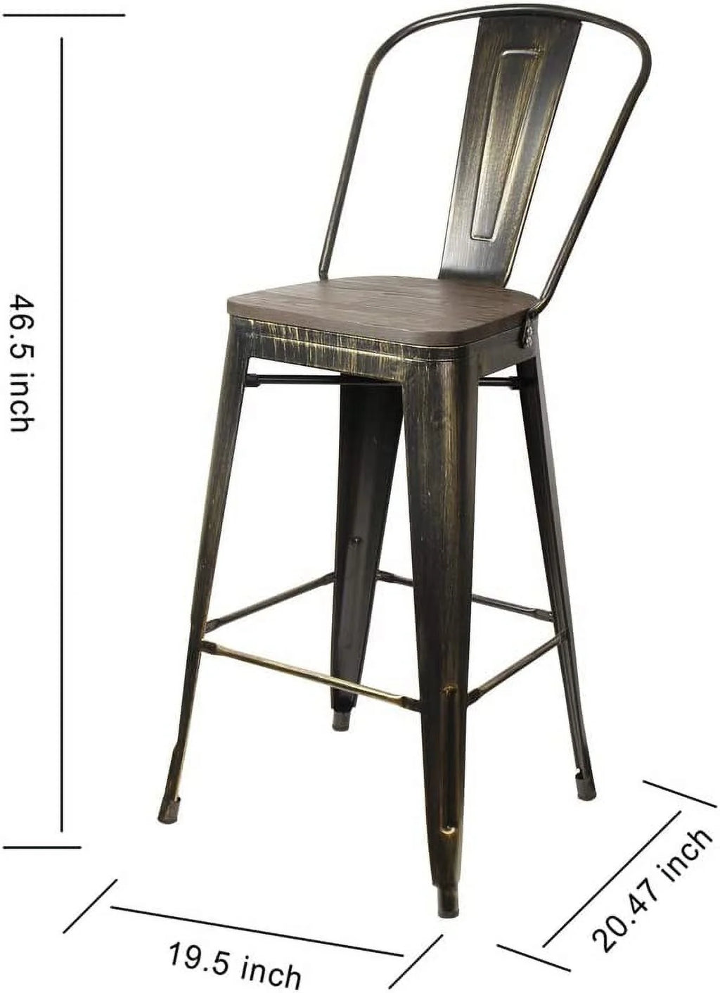 Antique Black High Back Bar Stools Set of 4 V81331