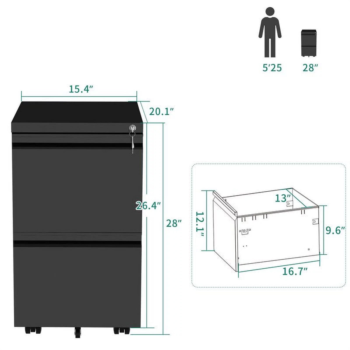 2-Drawer Locking Steel File Cabinet P63279