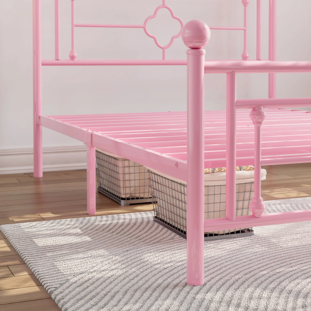 Queen Size Black Metal Platform Bed Frame with Headboard and Footboard S253033